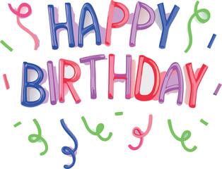 Happy birthday text written with twisted balloon letters.