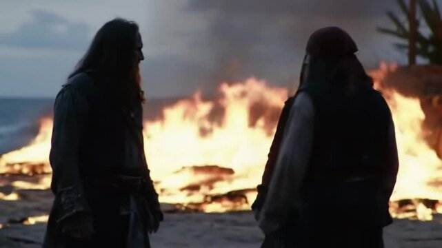 Pirates' Rendezvous: A fiery beach showdown