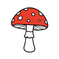 Whimsical Cartoon Red and White Mushroom Illustration