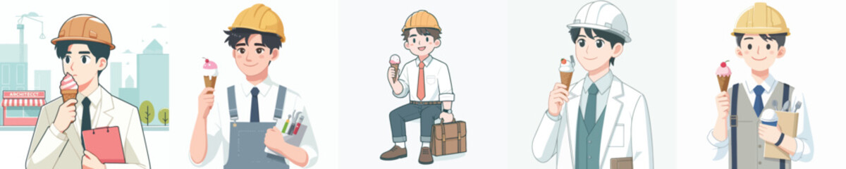 vector character architect eating ice cream