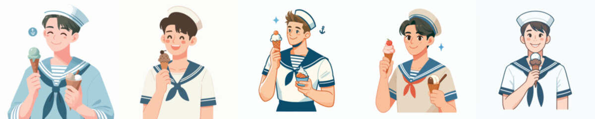 sailor character vector eating ice cream