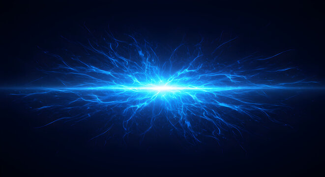 Captivating burst of electric blue energy emanating from a central point