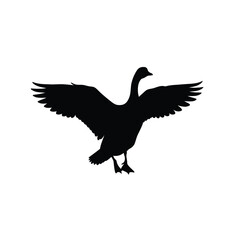 Silhouette of a Goose with Wings Spread