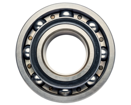 High-performance ball bearing designed for smooth rotation on a transparent background