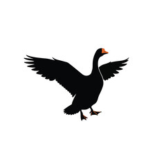 Silhouette of a Goose with Wings Spread