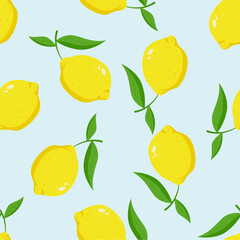 Seamless pattern with cute lemon.