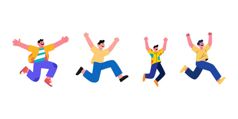 flat illustration of man jumping for joy
