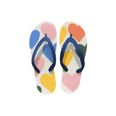 Vibrant Heart Flip-Flops: A delightful pair of flip-flops adorned with colorful heart shapes. a symbol of leisurely summer days and carefree moments.