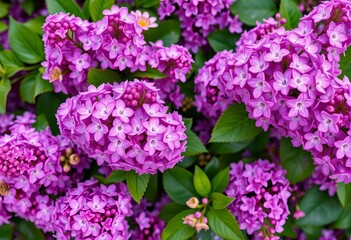 Fototapeta premium Overhead view of vibrant spring blooms, lilac and purple backdrop, blossom, flower arrangement