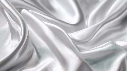 Luxurious Silver Satin Fabric with Elegant Folds and Soft Texture