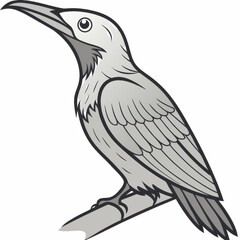 Fototapeta premium A stylized gray bird illustration sitting on a branch