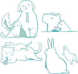 父の日用・動物イラスト（白）