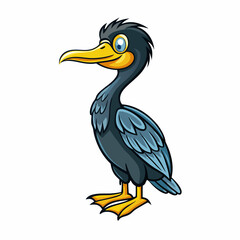 Cormoran Bird Perched Vector Style On White