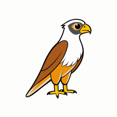 Falcon Bird Perched Vector Style On White