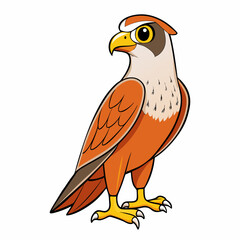 Falcon Bird Perched Vector Style On White