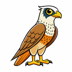 Falcon Bird Perched Vector Style On White