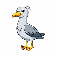 Gull Bird Perched Vector Style On White