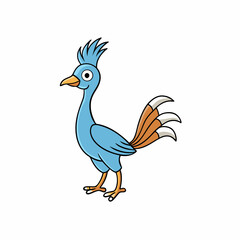 Lyrebird Bird Perched Vector Style On White