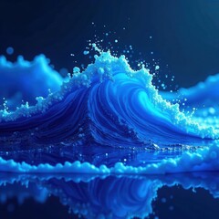 Fluid blue digital wave, shimmering tech surface, corporate design, innovation
