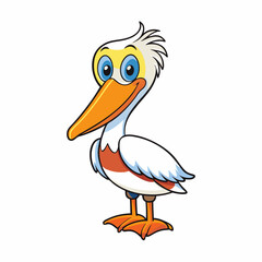 Pelican Bird Perched On White