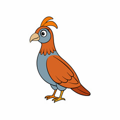 Quail Bird Perched Vector Style On White
