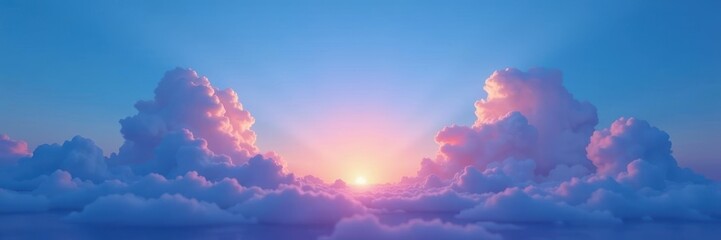 Deep blue twilight sky with soft pastel clouds at sunset , scene, peaceful