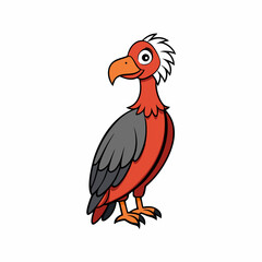 Vulture Bird Perched Vector Style On White