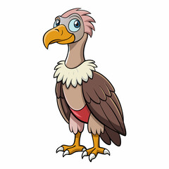 Vulture Bird Perched Vector Style On White