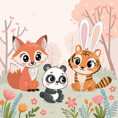 Obraz premium Pastel Animal Vector Collection