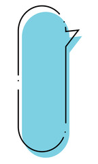 ふきだしシンプル　縦長丸みあり　ブルー