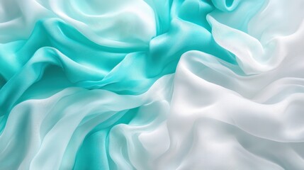 Obraz premium Soft Flowing Fabric in Aqua and White Shades for Backgrounds