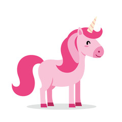Pink Cartoon Unicorn – Whimsical Fantasy Creature Illustration