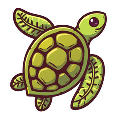 Obraz premium Cute cartoon turtle with a patterned shell and expressive eye.