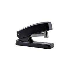 Compact black stapler designed for binding paper sheets together.