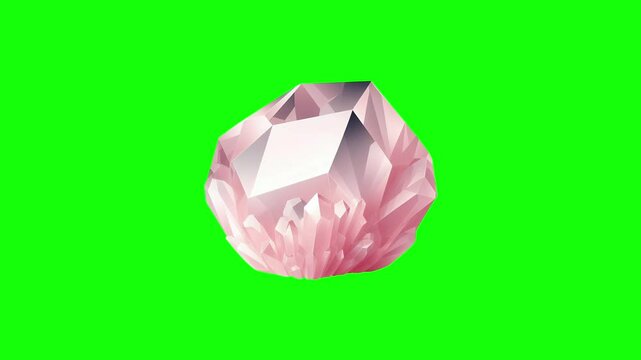 Rose quartz crystal green screen animation motion graphic in 4K high resolution.