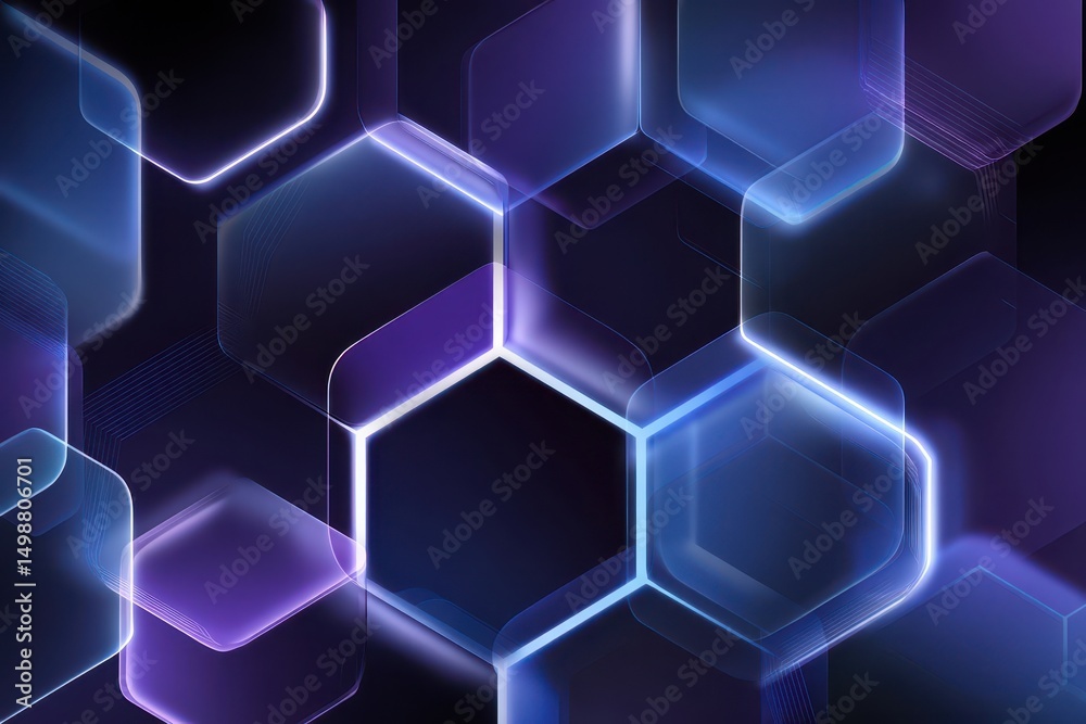 Poster abstract hexagonal pattern with vibrant color gradients.