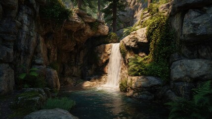 Forest waterfall gorge