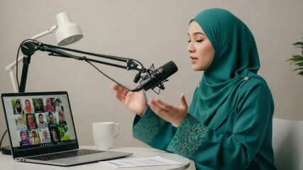 Speaker shares personal development insights while engaging with online participants