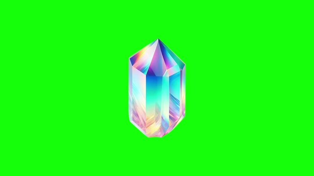 Rainbow aura quartz crystal green screen animation motion graphic in 4K high resolution.