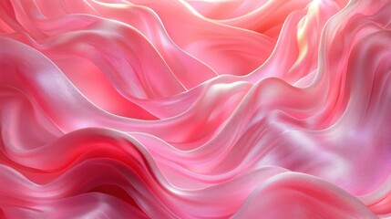 Obraz premium Smooth, flowing silky fabric in shades of glossy pink, creating soft elegant waves with delicate texture and gentle light reflections