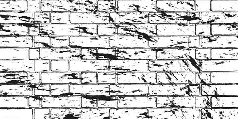 Brick wall. Grunge background. Vector illustration. Black and white.