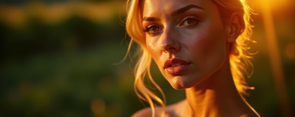 Golden tan skin, evening makeup, natural cosmetics , allure, lighting