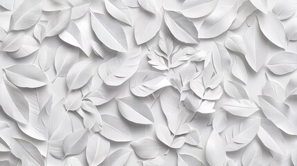 Elegant White Paper Leaves on a Light Background for Decorative Use
