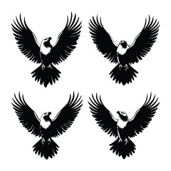 Obraz premium Silhouette designs of eagles in flight clipart black and white