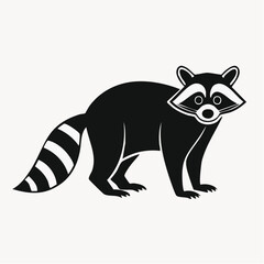 Obraz premium Standing Raccoon Silhouette — Flat 2D Minimalist Vector