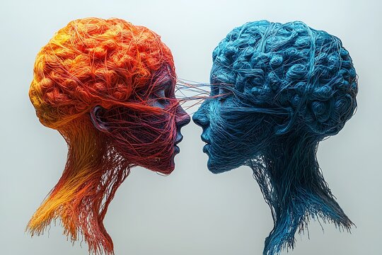 Intertwined threads of connection abstract art