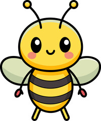 Obraz premium Adorable bee cartoon illustration with smiling face in hand drawn style for kids