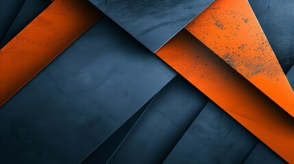 A high-energy burst of dynamic business lines in fiery orange and deep blue, cutting sharply across a dark metallic backdrop, exuding strength and momentum, leaving ample room for a bold message