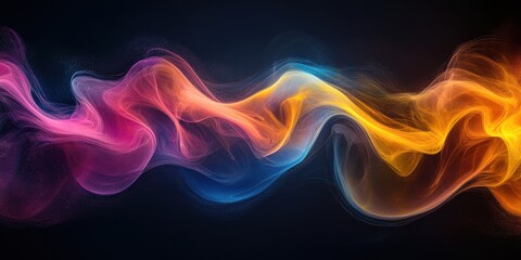 Obraz premium Abstract Colorful Swirling Waves Digital Art Background Design Blue Pink Dark Fluid Shiny Light