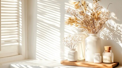 Elegant Floral Arrangement in Bright Natural Light with Shadows